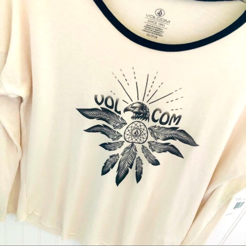 Volcom Cream Long Sleeve Tee Eagle Design XS